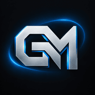 Silver GM monogram with blue light